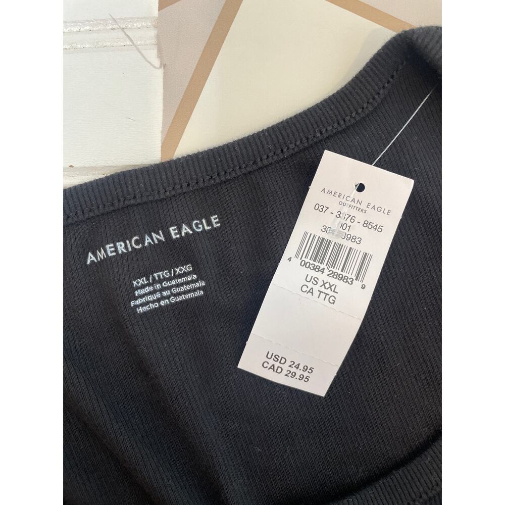NWT Aerie Tan Ribbed Cropped Tank & American Eagle Black Ribbed Tee Bundle XXL - Picture 9 of 10